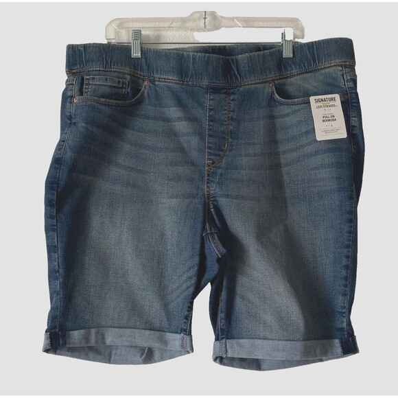NWT‎ LEVI'S STRAUSS Denim Bermuda Pull on Size 20 Women's High Rise Inseam 9" - Picture 1 of 14